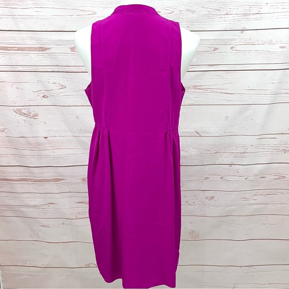 Amanda Uprichard x Le Tote Split Neck Magenta Fuchsia Maternity Babydoll Dress - Picture 7 of 13